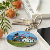 West Quoddy Head Lighthouse, Maine Round Sleutelha Sleutelhanger (Zijkant)