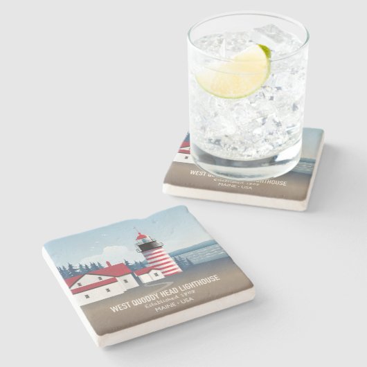 West Quoddy Head Lighthouse Stenen Onderzetter (Zijkant)