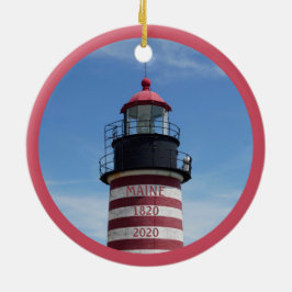 West Quoddy Head Lubec Maine Lighthouse Keramisch Ornament