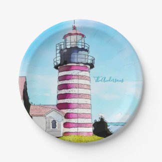 West Quoddy Head Ocean Lubec Maine Lighthouse Papieren Bordje