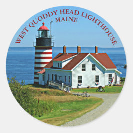 West Quoddy Head Vuurtoren, Maine Ronde Stickers