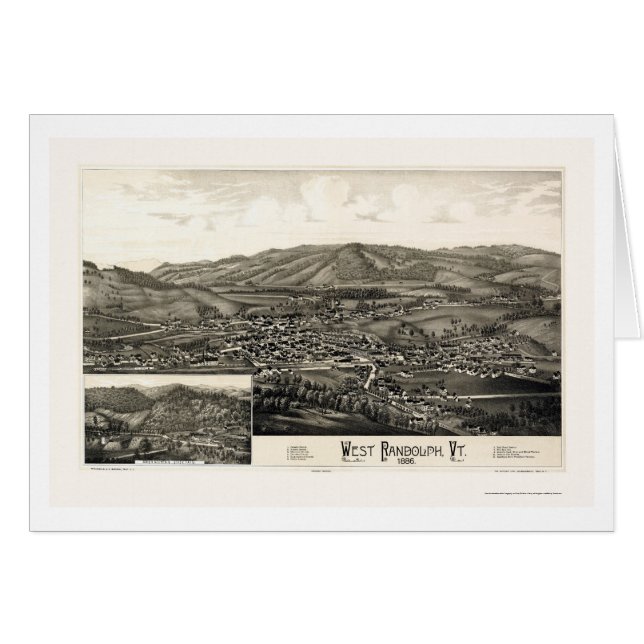 West Randolph, VT Panoramic Map - 1886 (Voorkant Horizontaal)