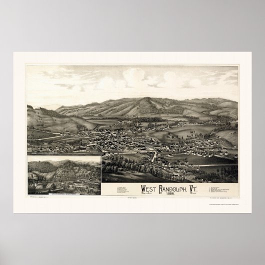 West Randolph, VT Panoramic Map - 1886 Poster (Voorkant)