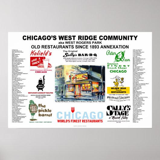West Ridge Chicago Restaurants ALL SIZES Poster (Voorkant)
