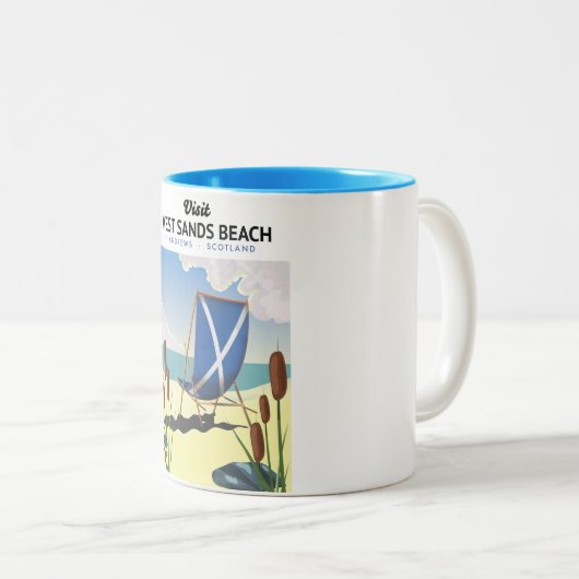 West Sands Beach, St Andrews Scotland Tweekleurige Koffiemok (Voorkant rechts)