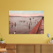 West Seattle, WA - Bathing at Coney Island Beach Canvas Afdruk (Insitu (Woonkamer))
