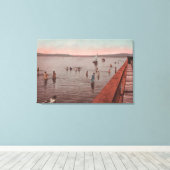 West Seattle, WA - Bathing at Coney Island Beach Canvas Afdruk (Insitu (Houten vloer))