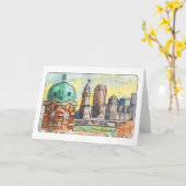 West Side Market Tower - Cleveland Folded Card Kaart (Gele Bloem)