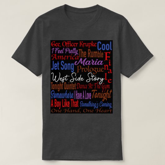West Side Song Titels T-shirt (Design voorkant)