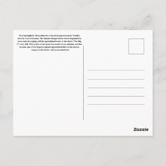 West Springifled Massachusetts Briefkaart (Achterkant)