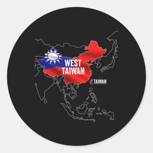 West Taiwan China Map Ronde Sticker (Voorkant)