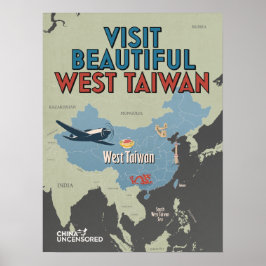 West Taiwan Map Poster 18 x 24 inch