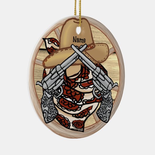 West Texas Cowboy Keramisch Ornament (Rechts)