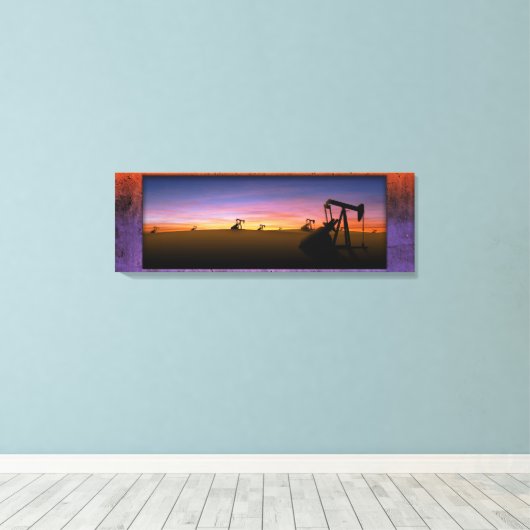 West Texas Pump Jacks Sunset Canvas Afdruk (Insitu (Houten vloer))
