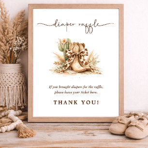 West-Texas Rodeo Baby Shower Luierloterij Bord Poster