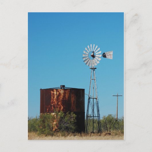 West Texas Windmill en Water Tank Briefkaart (Voorkant)