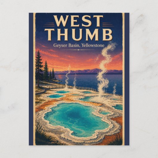 West Thumb Geyser Basin Yellowstone Reis naar het  Briefkaart (Voorkant)