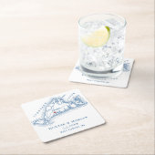West Tisbury Kaart Blauw Huwelijksgunst Kartonnen Onderzetters (Insitu)