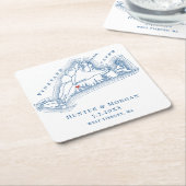 West Tisbury Kaart Blauw Huwelijksgunst Kartonnen Onderzetters (Schuin)