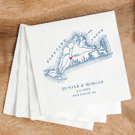 West Tisbury Kaart Elegante Navy Blue Wedding Servet