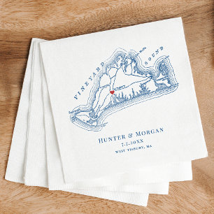 West Tisbury Kaart Elegante Navy Blue Wedding Servet