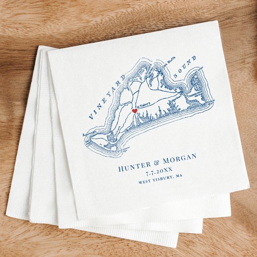 West Tisbury Kaart Elegante Navy Blue Wedding Servet