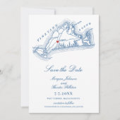 West Tisbury MA Elegante Marine Blauwe Huwelijk Save The Date (Voorkant)