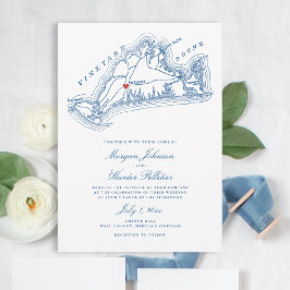 West Tisbury MA Kaart Elegante Navy Blue Wedding