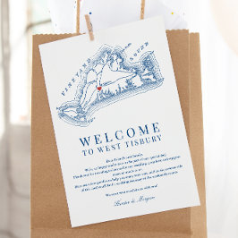 West Tisbury Wedding Welkomstroute Navy Blue Bedankkaart