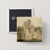 West Uitzicht van de kathedraal van Worcester, 179 Vierkante Button 5,1 Cm (Voorkant /achterkant)