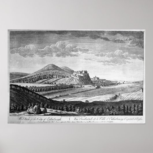 West-Uitzicht van de stad Edinburgh, 1753 Poster (Voorkant)
