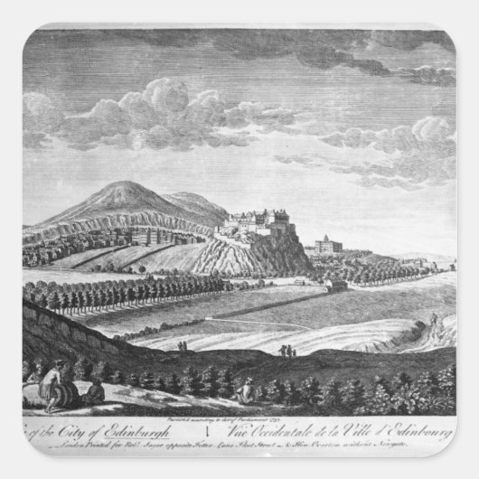 West-Uitzicht van de stad Edinburgh, 1753 Vierkante Sticker (Voorkant)