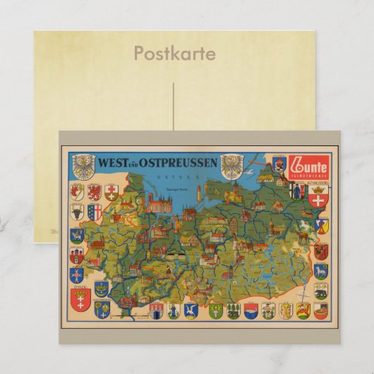 West- und Ostpreussen 1937 Briefkaart (Voorkant / Achterkant)
