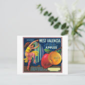 West Valencia Apple Crate LabelWatsonville, CA Briefkaart (Staand voorkant)