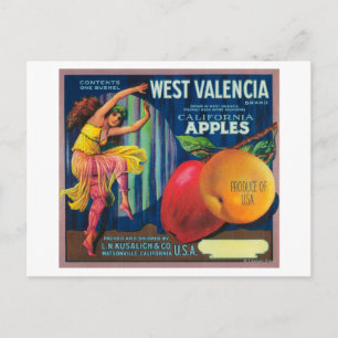 West Valencia Apple Crate LabelWatsonville, CA Briefkaart