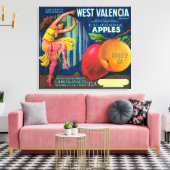West Valencia Apple Crate LabelWatsonville, CA Canvas Afdruk (Insitu (Woonkamer))