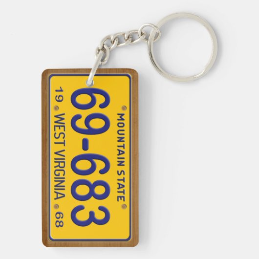 West Virginia 1968  Licence Bord Sleutelhanger (achterkant)
