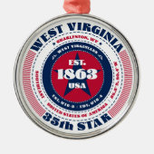 West Virginia 35e staat kerstversiering Metalen Ornament (Voorkant)