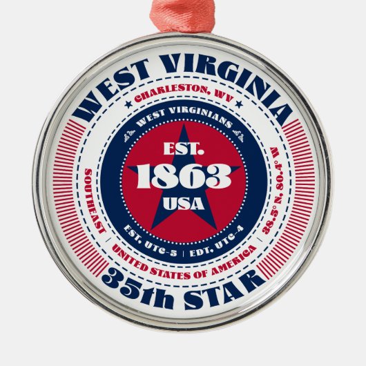 West Virginia 35e staat kerstversiering Metalen Ornament (Voorkant)