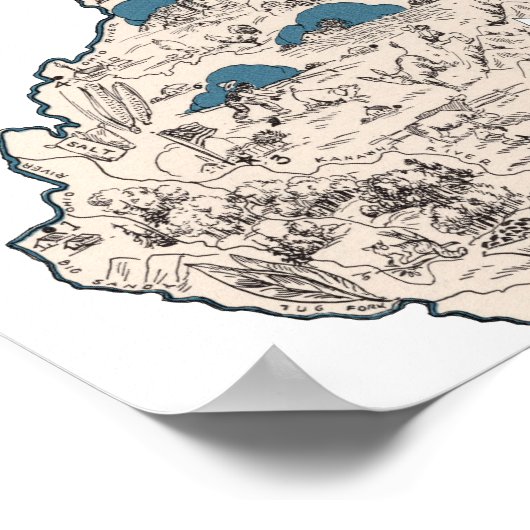 West Virginia  Afbeelding Map Poster (Hoek)