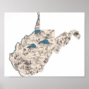 West Virginia  Afbeelding Map Poster