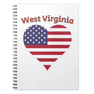 West Virginia American Flag Heart Notitieboek