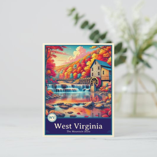 West Virginia | Anime Style Cel Shaded Briefkaart (Staand voorkant)