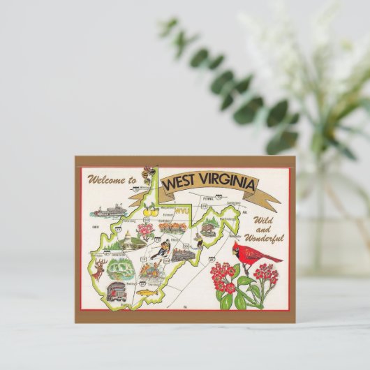 West Virginia Antieke Geïllustreerde Briefkaart (Staand voorkant)