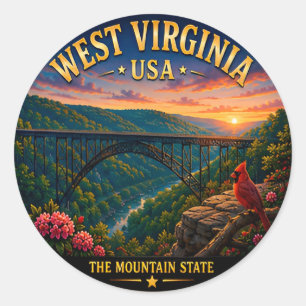 West Virginia Appalachische Reis 🟡 Ronde Sticker