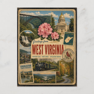 West Virginia authentieke vintage stijl ansichtkaa Briefkaart