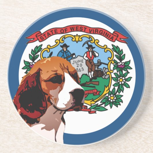 West Virginia Beagle Zandsteen Onderzetter (Voorkant)