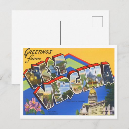 West Virginia  Big Letters Briefkaart (Voorkant / Achterkant)