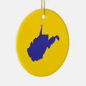 West Virginia Blauw en Goud Keramisch Ornament (Rechts)