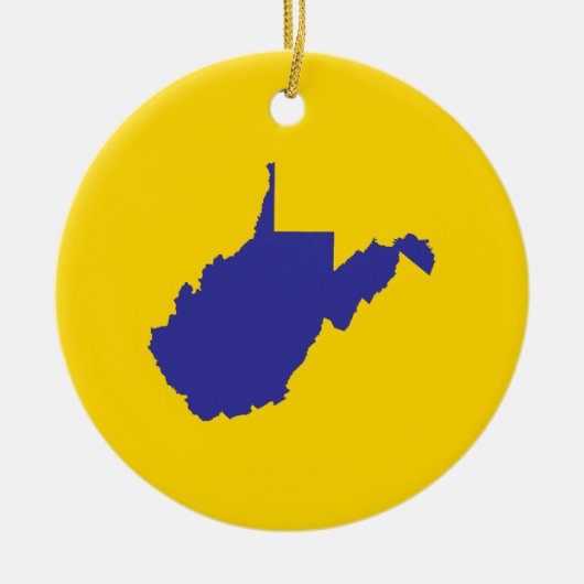 West Virginia Blauw en Goud Keramisch Ornament (Voorkant)